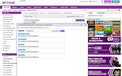 The BETDAQ greyhound results area